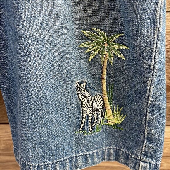 KT SPORT by KENNETHTOO Denim Elastic Waist Ladies Capri Palm Jeans Petite Large - Picture 5 of 10